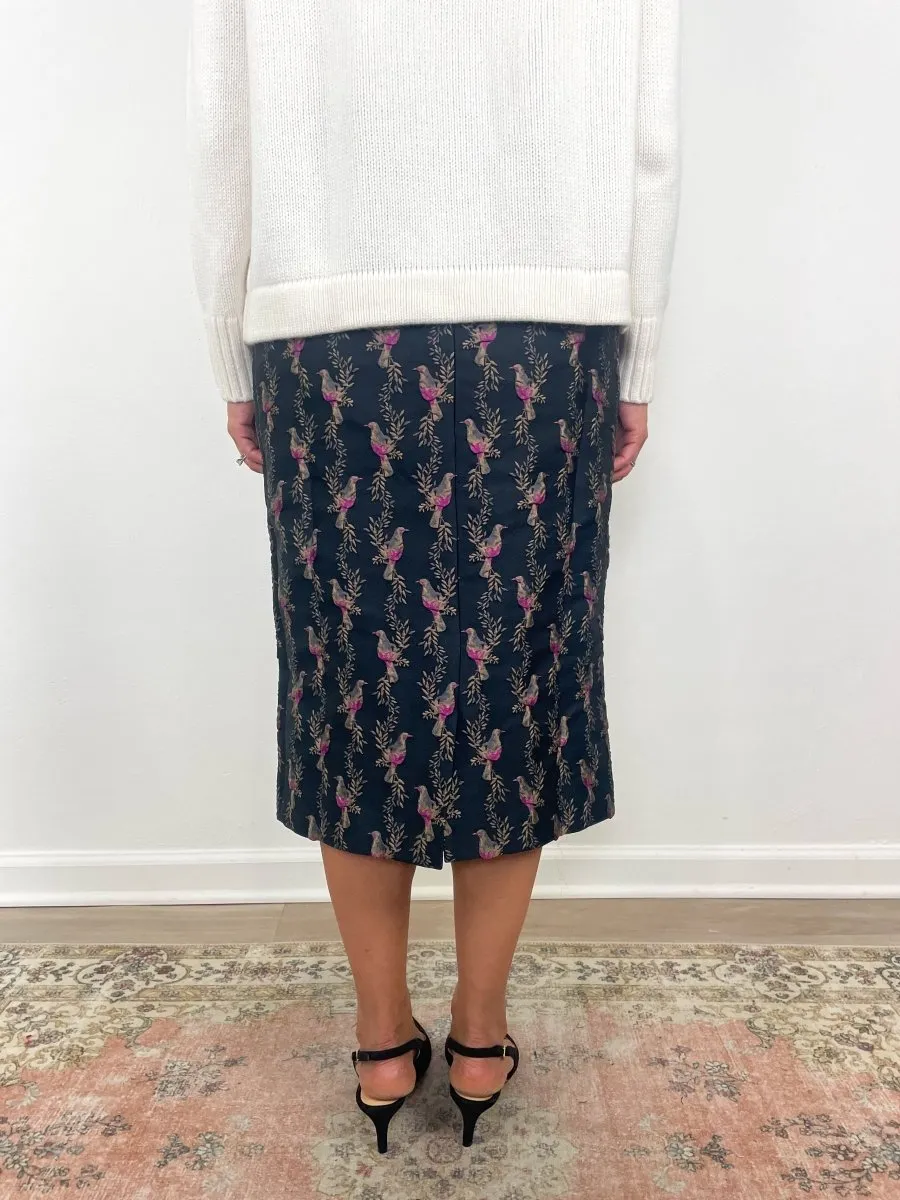 Aurora Skirt in Black/Magenta Hummingbird Matelasse