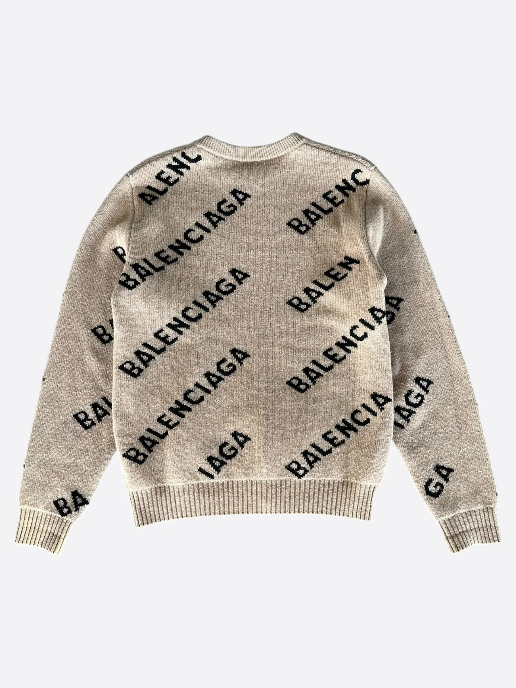 Balenciaga Brown & Black All Over Logo Knit Sweater