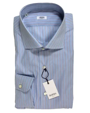 Barba Dress Shirt Blue White Navy Stripes 43 - 17 Modern Fit