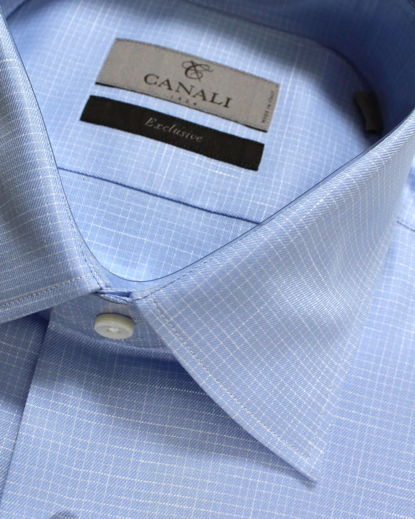 Canali Dress Shirt Exclusive Blue White Check - Modern Fit 40 - 15 3/4 SALE