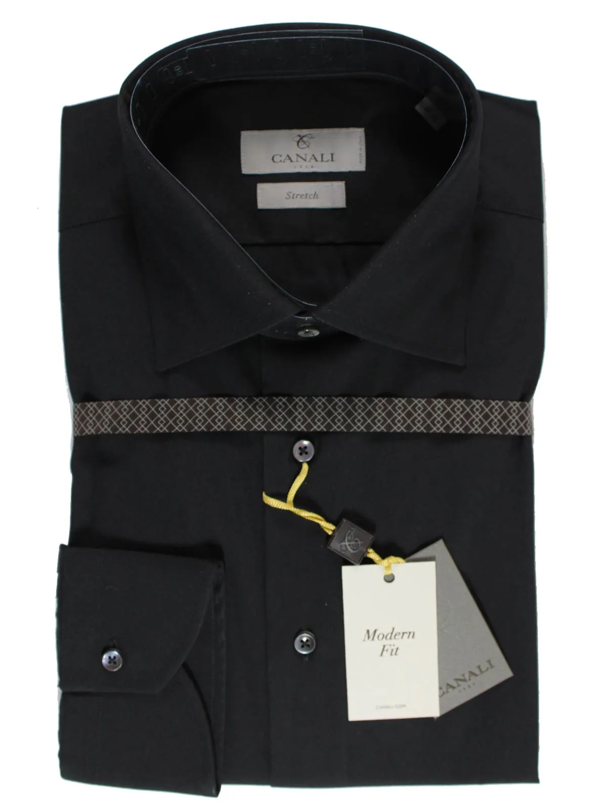 Canali Shirt Black Stretch - Modern Fit 40 - 15 3/4 SALE