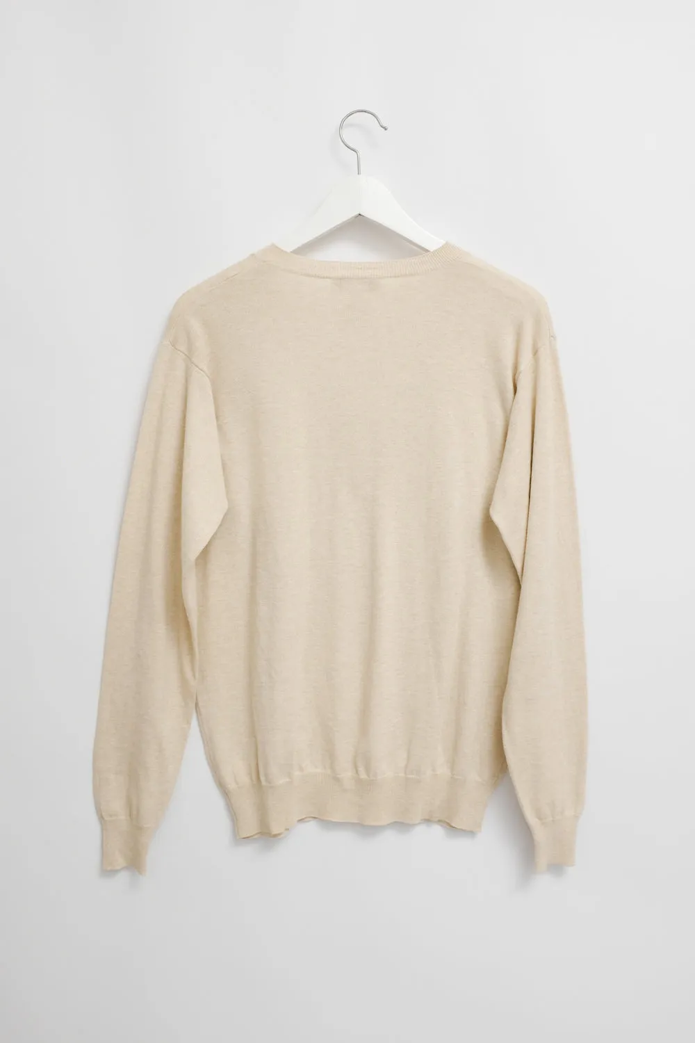 CELINE BEIGE PURE COTTON V NECK KNIT