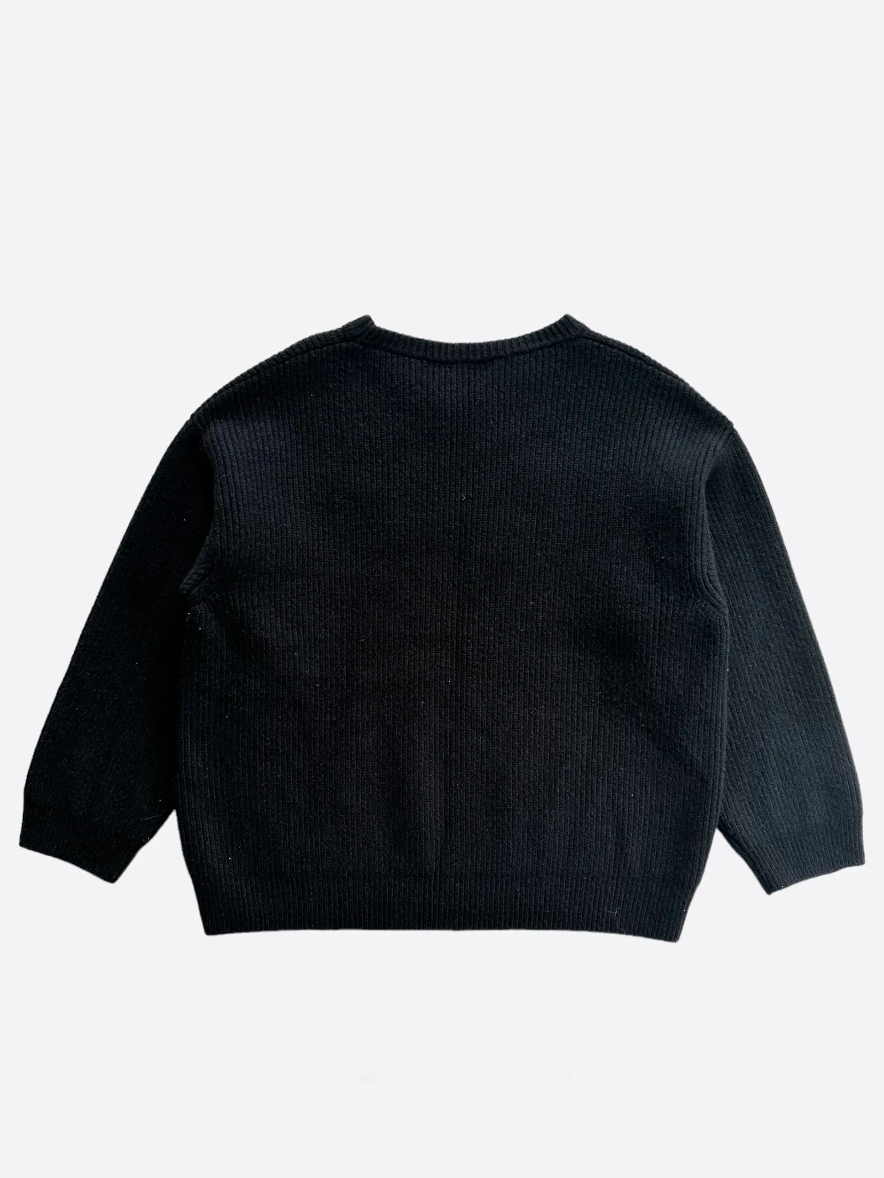 Celine Black & White Logo Ribbed Wool Sweater