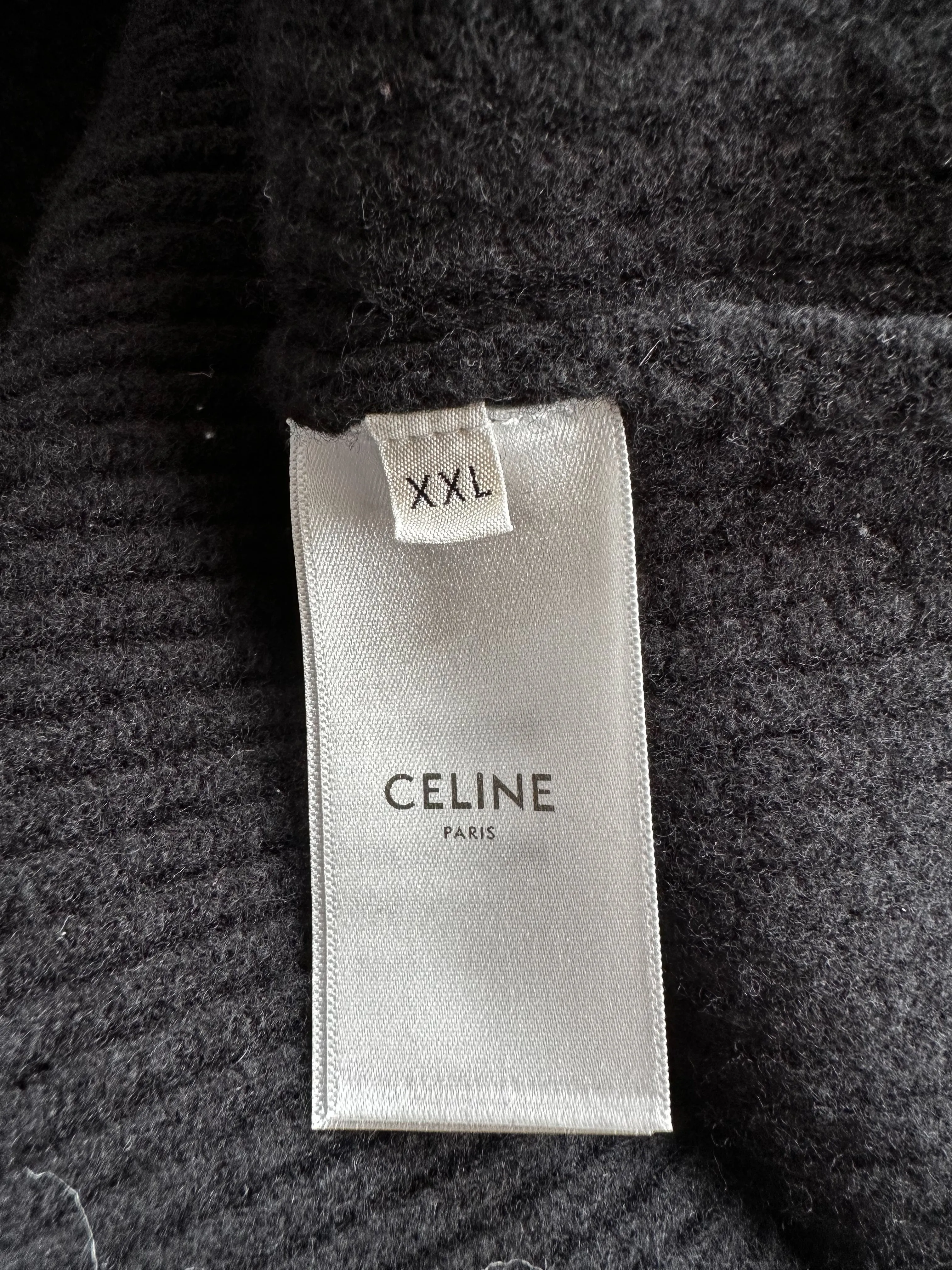 Celine Black & White Logo Ribbed Wool Sweater