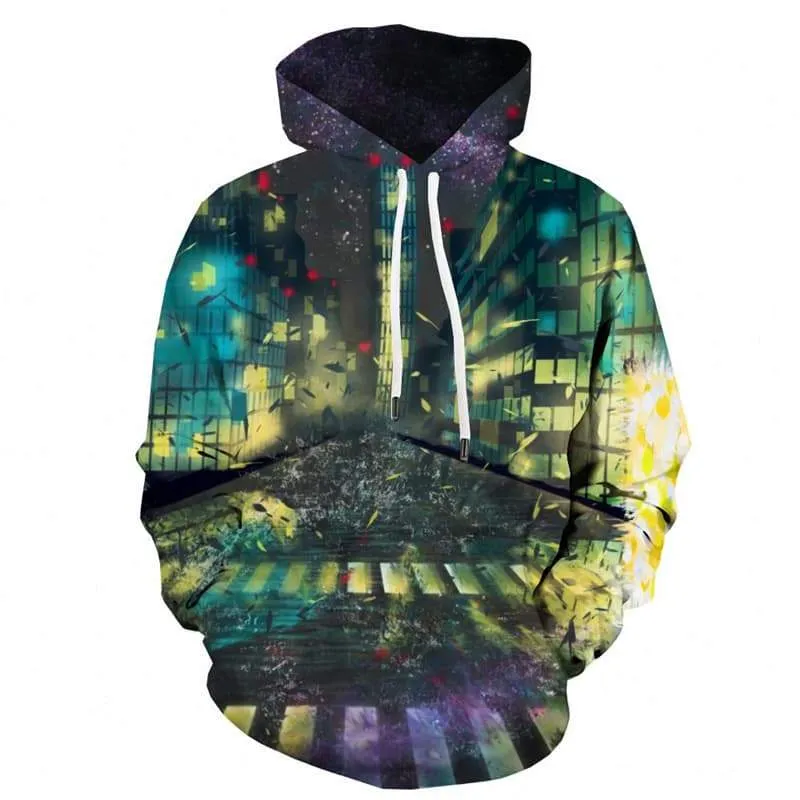 City Hoodie Men Galaxy Sweatshirt Printed Technology Hoody Anime Colorful Hooded Casual