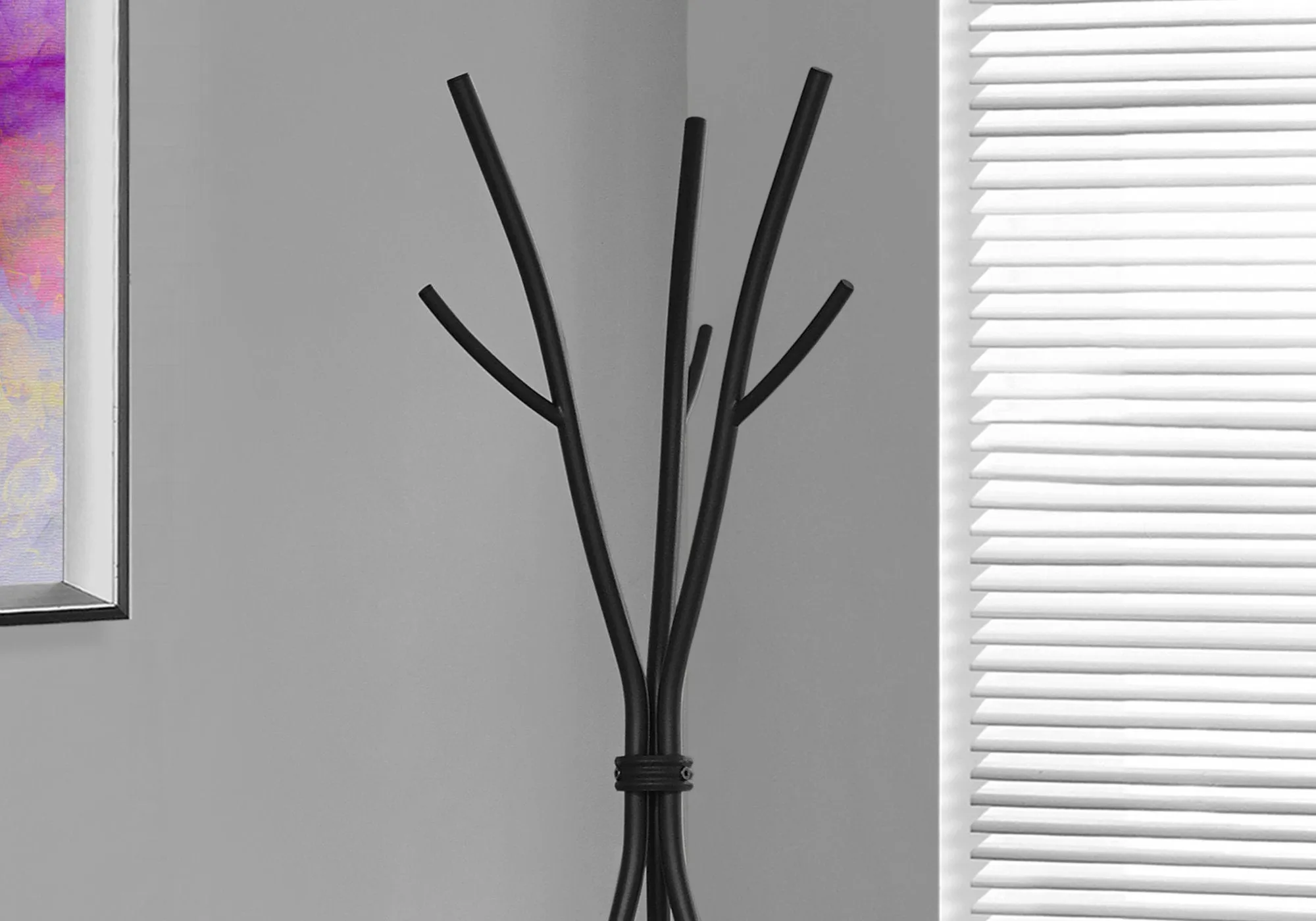 Coat Rack - 74"H / Hammered Black Metal