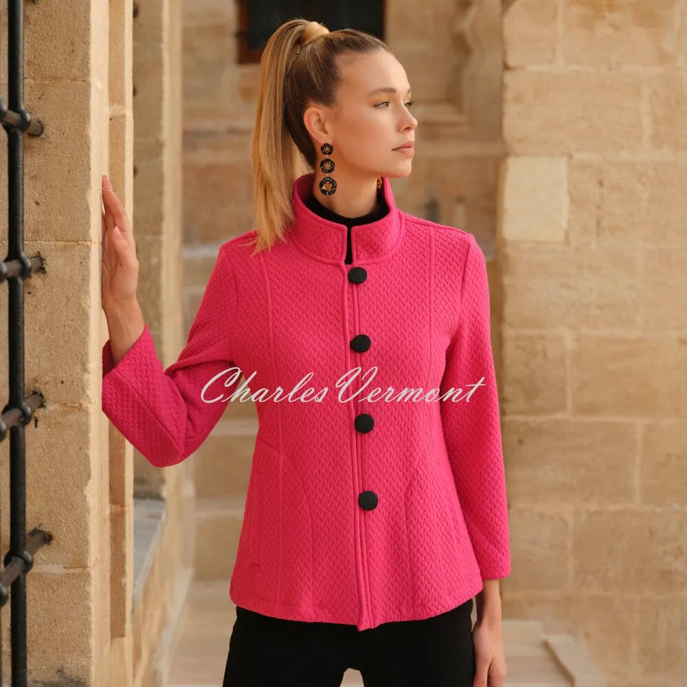 Dolcezza 'Colourful Sporty Chic' Patterned Button Jacket - Style 74214 (Fuchsia)