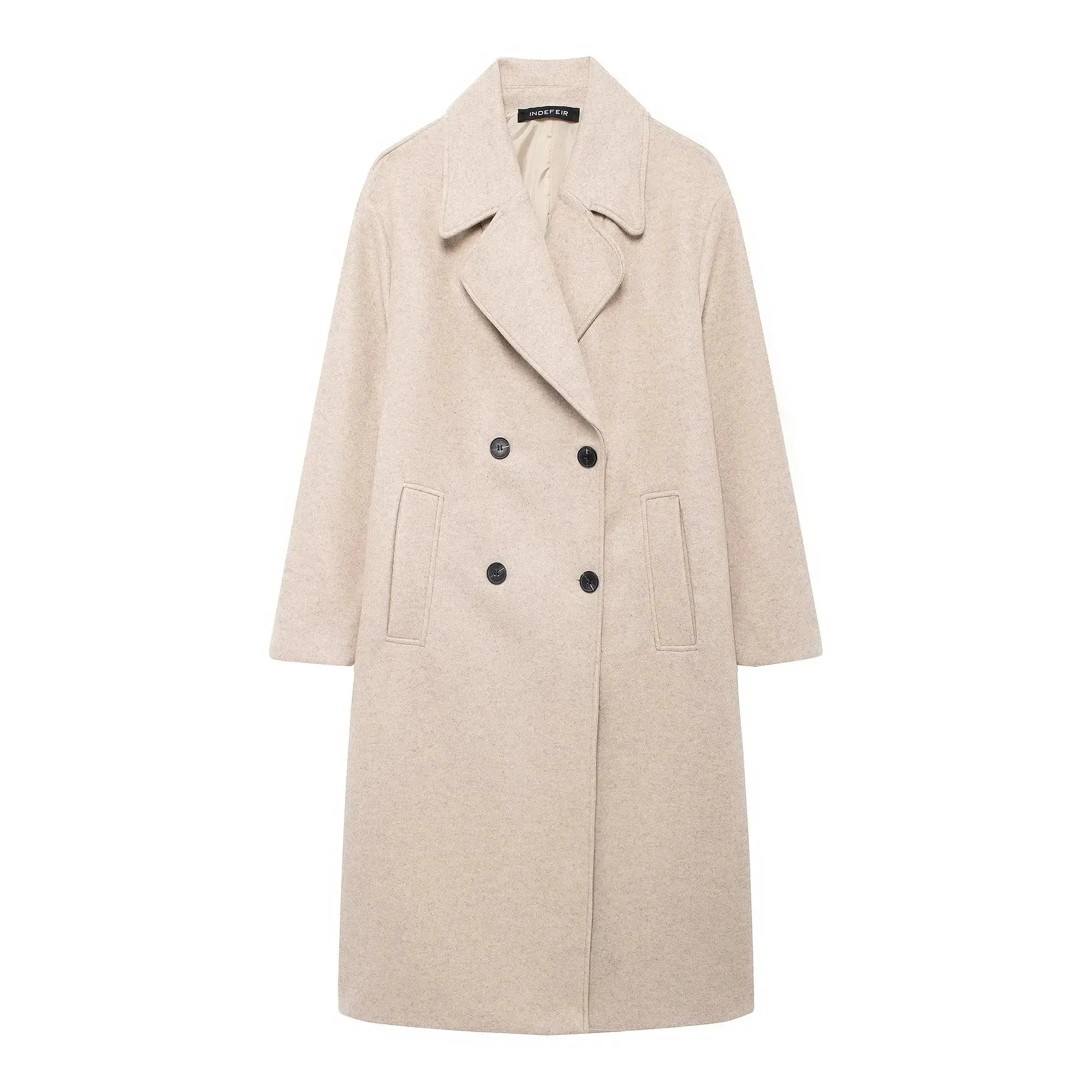 Double-Breasted Longline Wool Coat