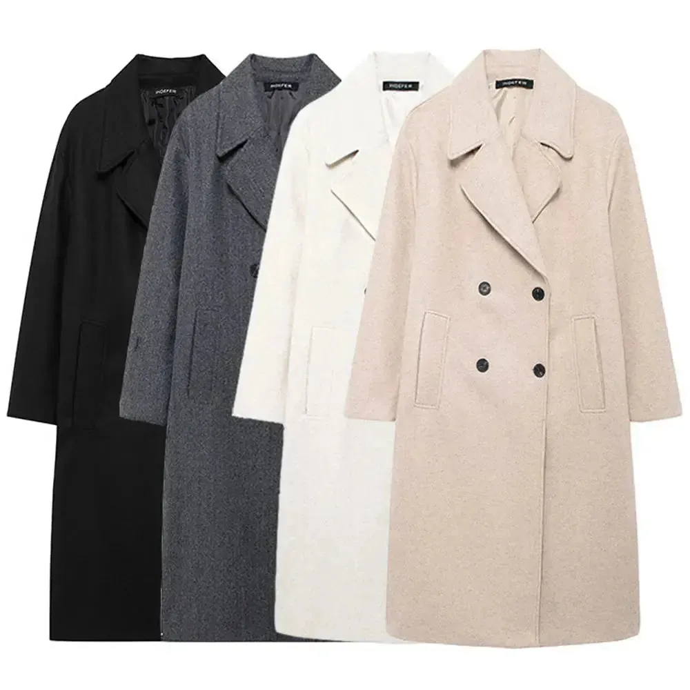 Double-Breasted Longline Wool Coat