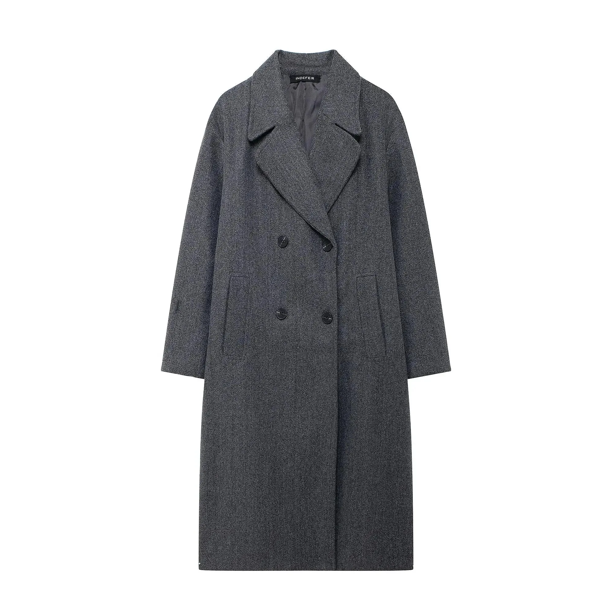 Double-Breasted Longline Wool Coat