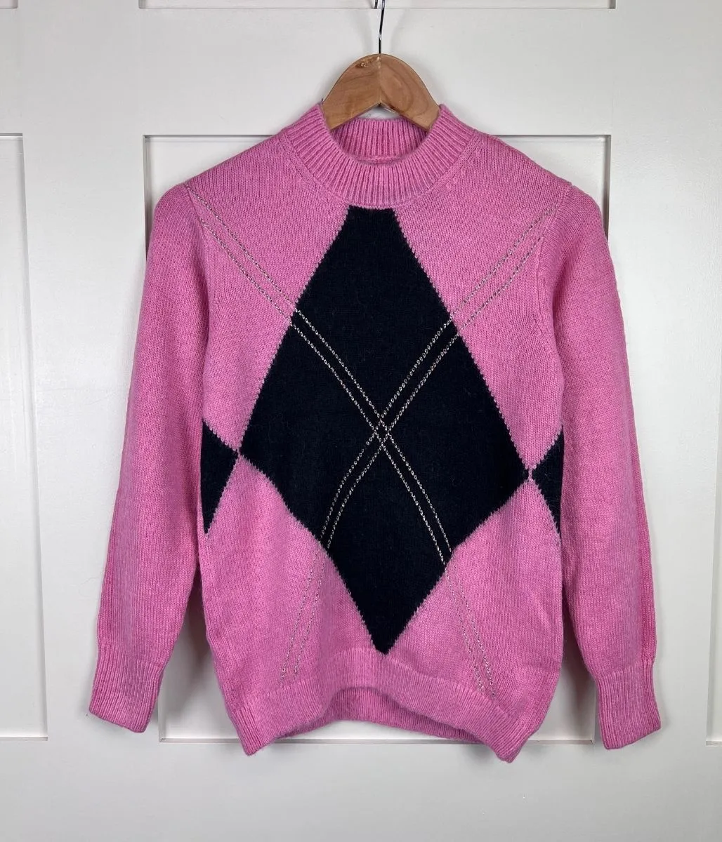 Dusky Pink Diamond Argyle Jumper