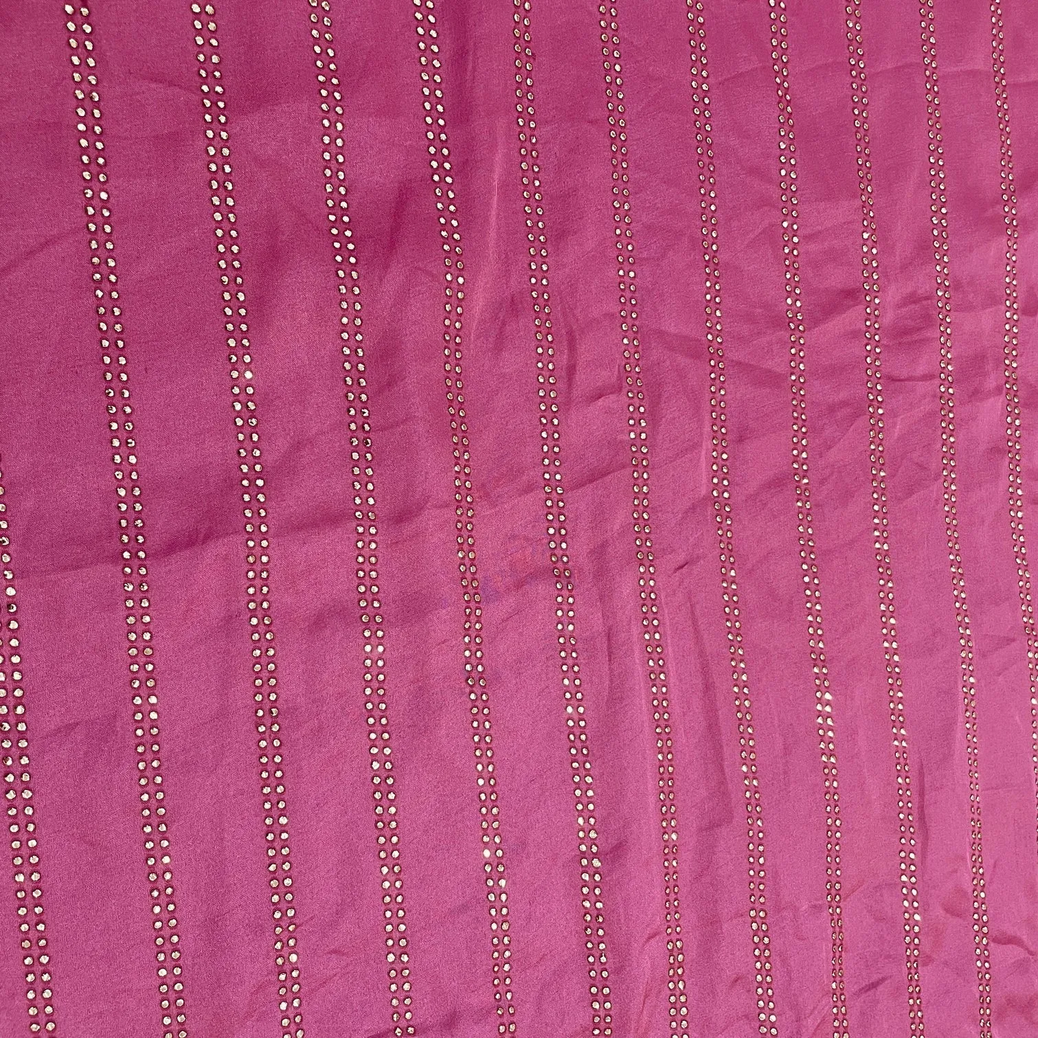 Exclusive Punch Pink Mukaish Work Silk Fabric