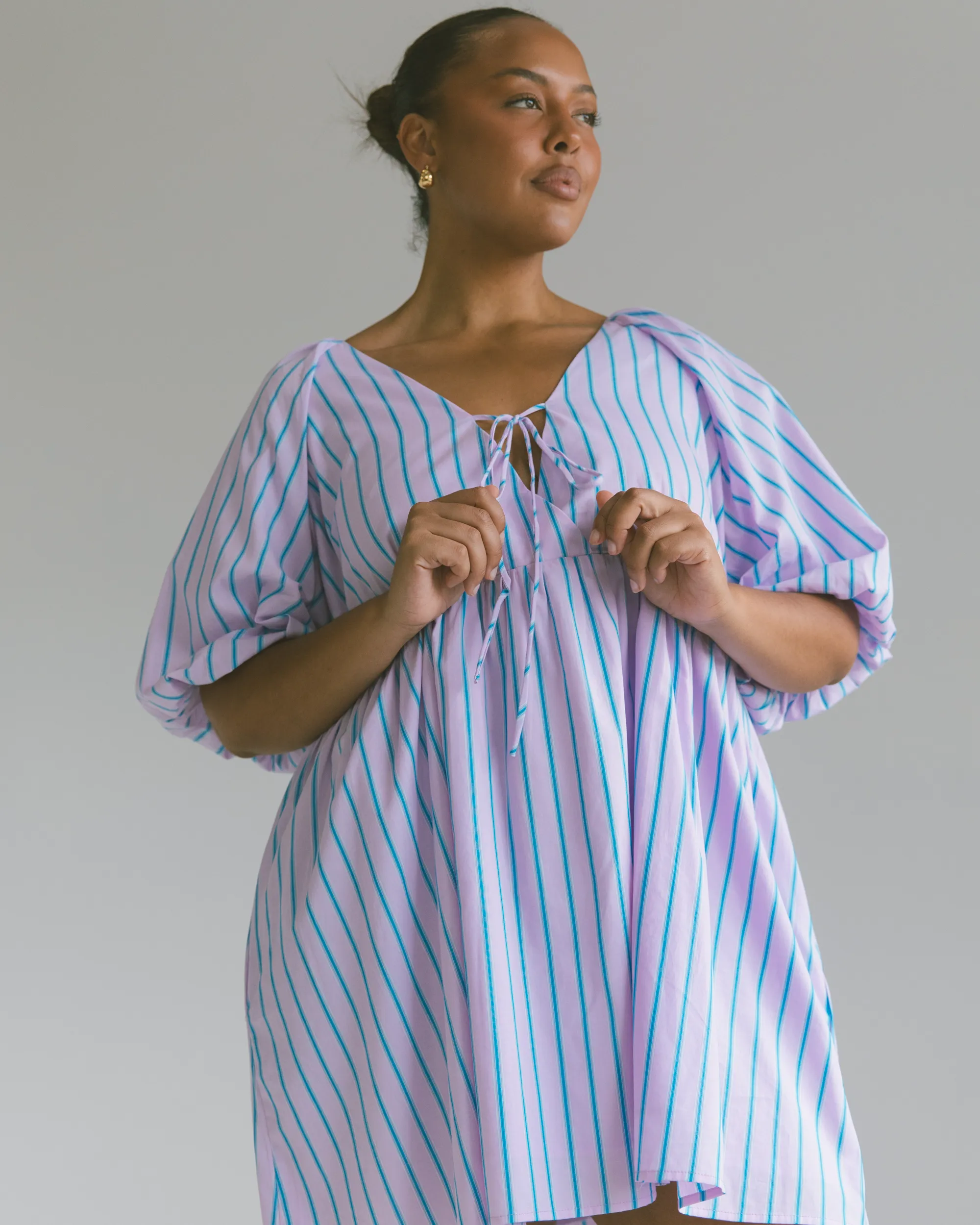 Frankie Dress | Purple & Blue Stripe