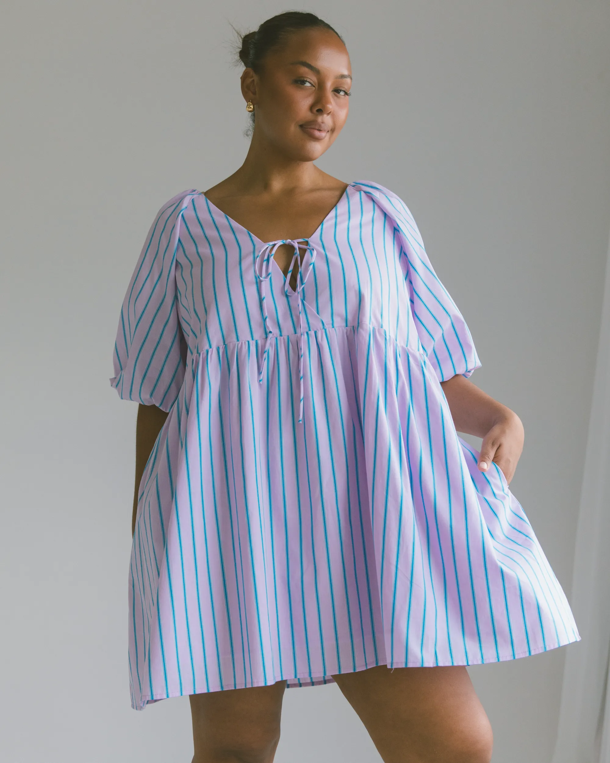 Frankie Dress | Purple & Blue Stripe