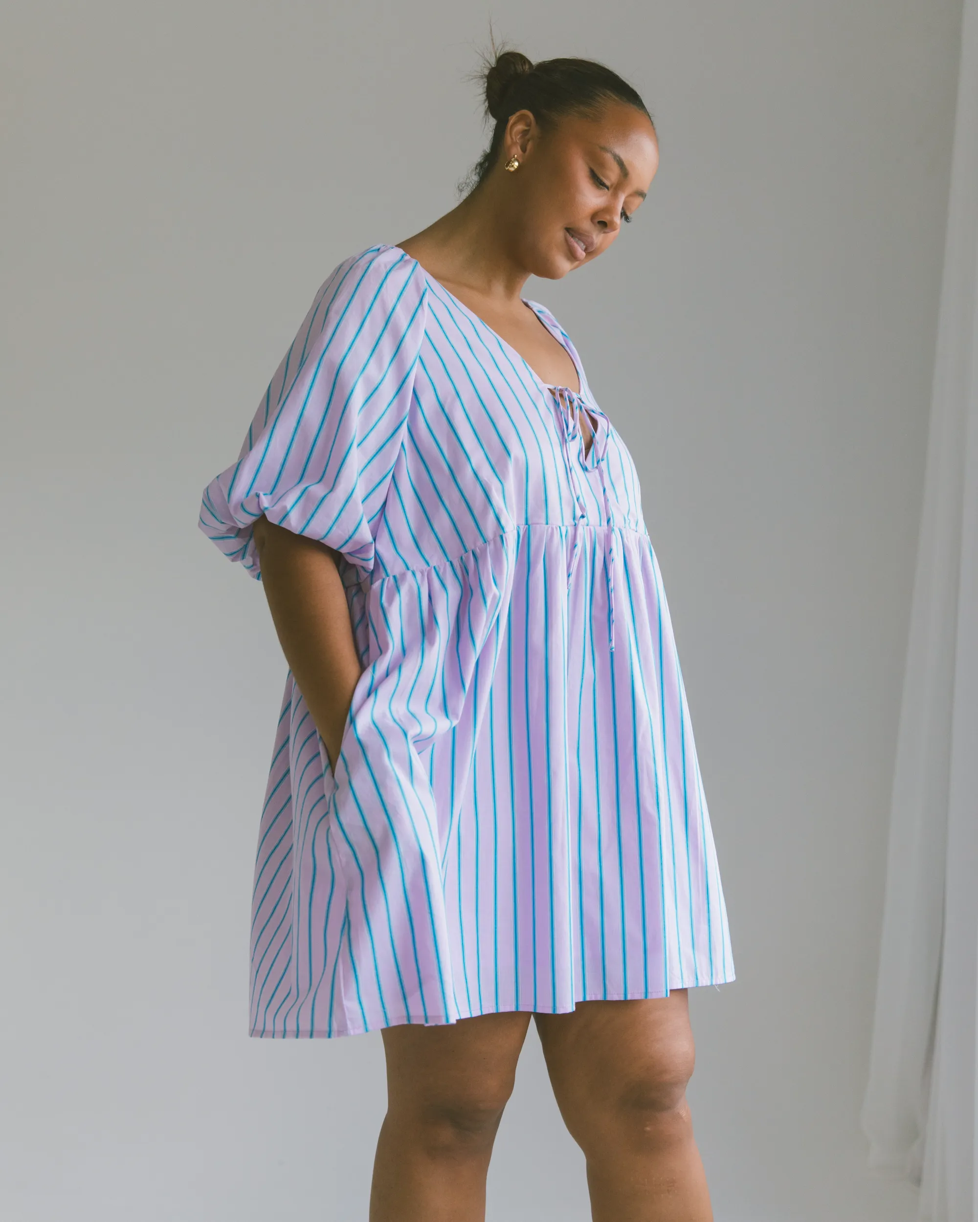 Frankie Dress | Purple & Blue Stripe