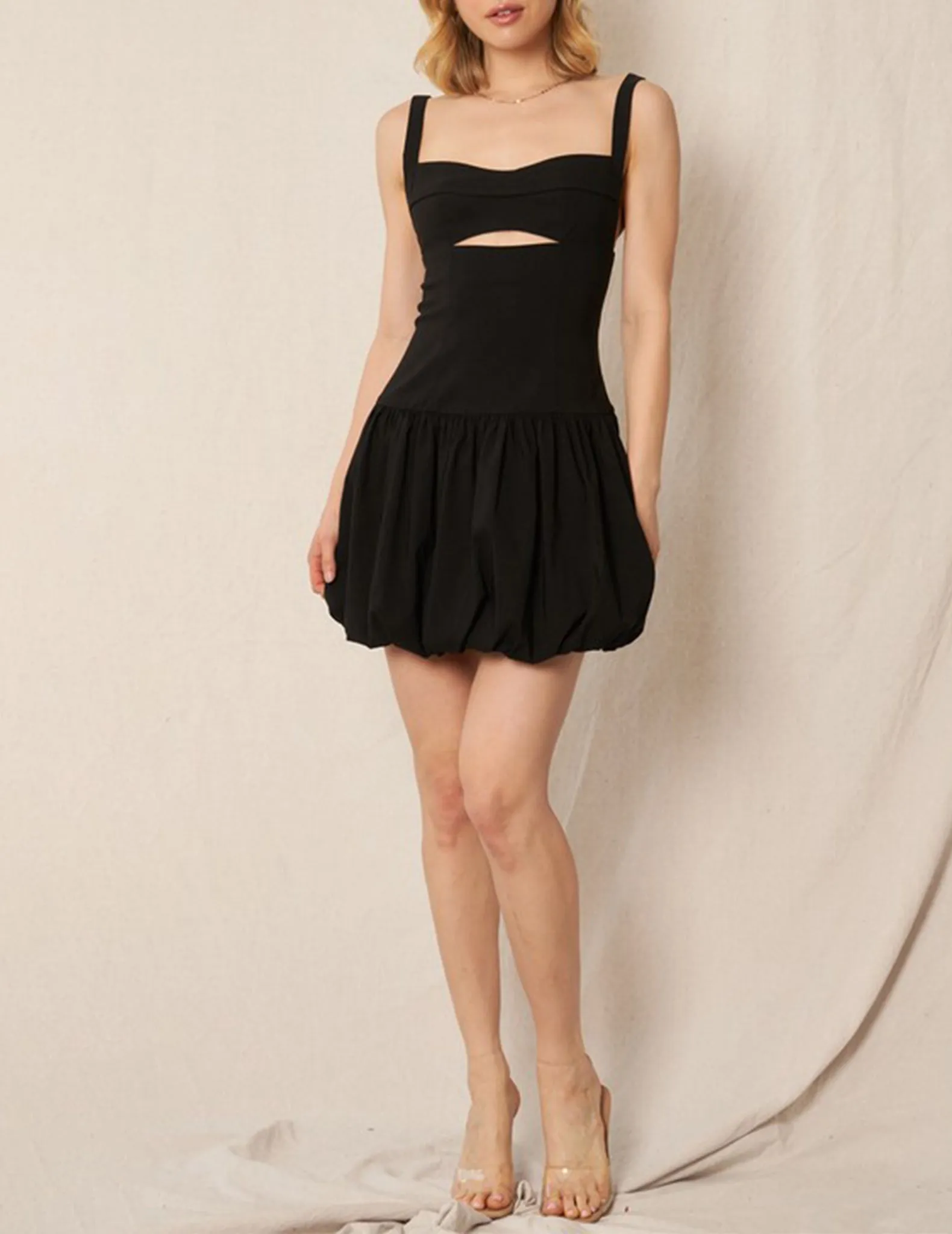 Gillian Black Bubble Hem Mini Dress