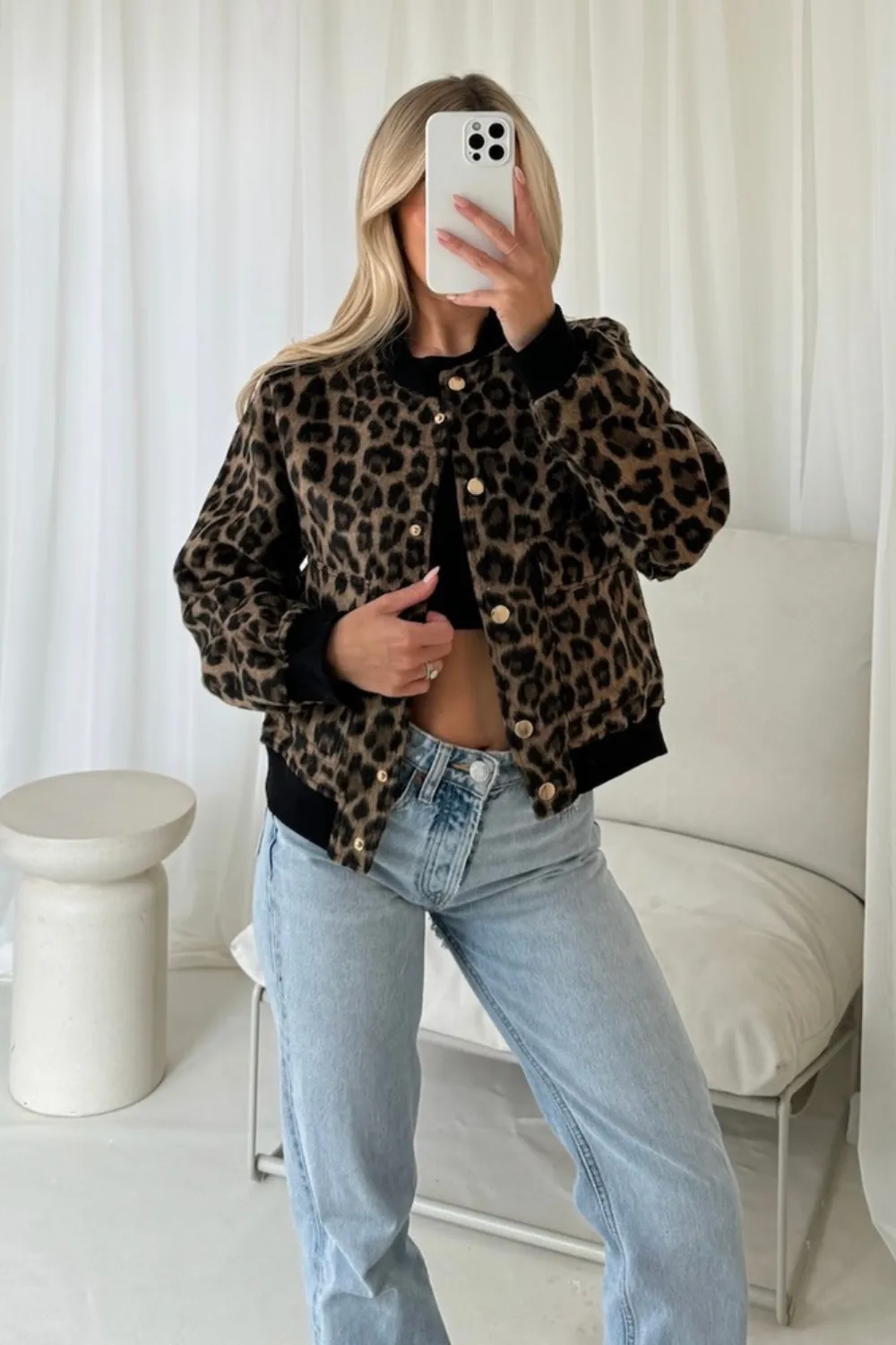 Hazel leopard bomber jacket