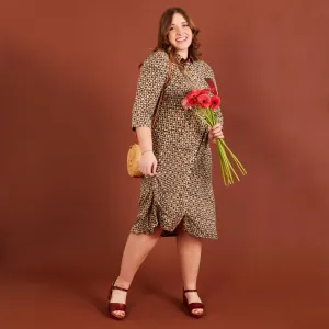 India Brown Muga Silk Shirt Dress