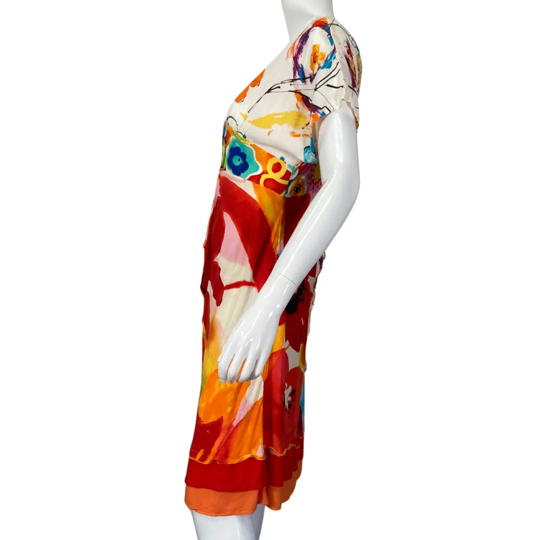 Jam's World Abstract Colorful Dress with V Neckline