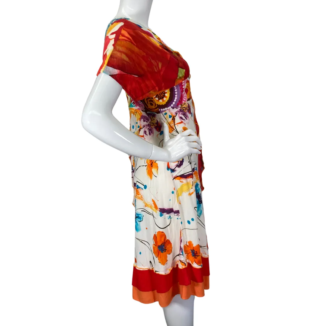 Jam's World Abstract Colorful Dress with V Neckline