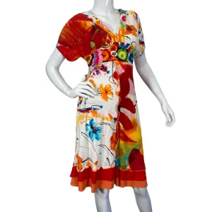 Jam's World Abstract Colorful Dress with V Neckline