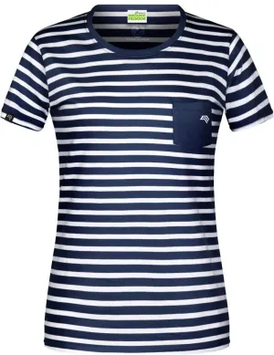 JAN 8027 ― Damen Bio-Baumwolle Streifen T-Shirt gestreift - Navy Blau / Weiß