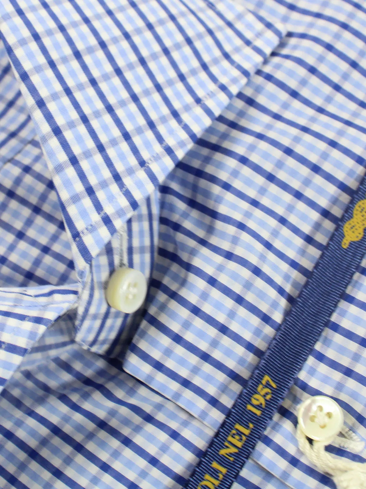 Luigi Borrelli Dress Shirt White Navy Blue Royal Collection 40 - 15 3/4 SALE