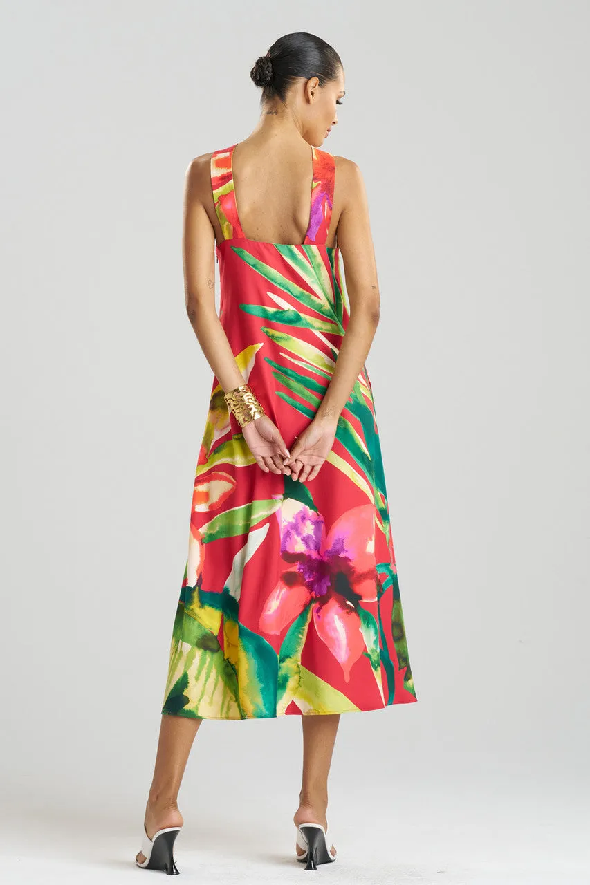 Mallorca Printed Cotton Silk Halter Dress