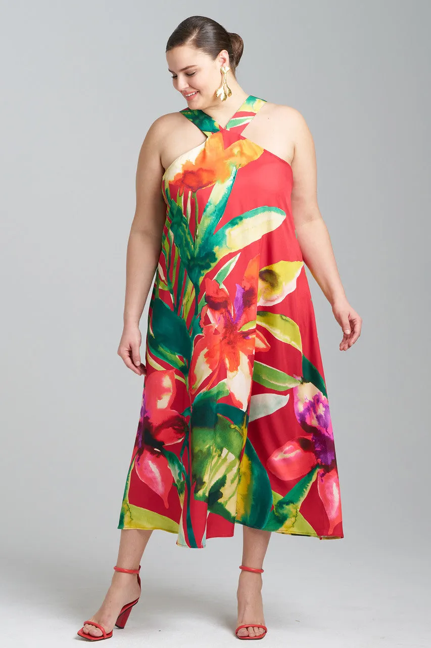 Mallorca Printed Cotton Silk Halter Dress