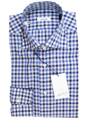 Mattabisch Napoli Shirt Royal Blue White Navy Check 44 - 17 1/2 SALE