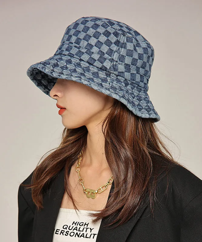 Modern Blue Plaid Patchwork Cotton Cowboy Hat