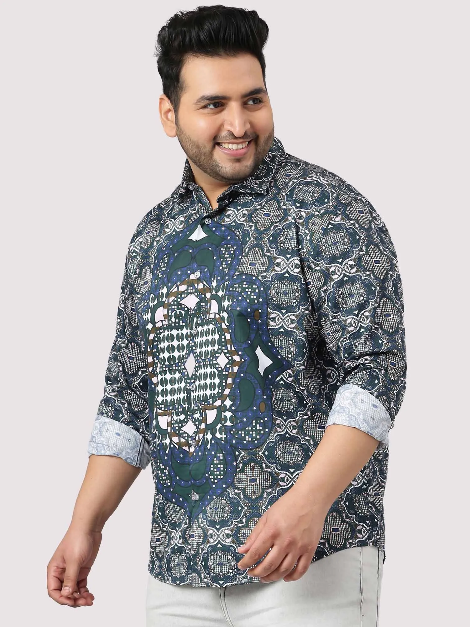 Modern Geometric Party Wear Shirts Men's Plus Size