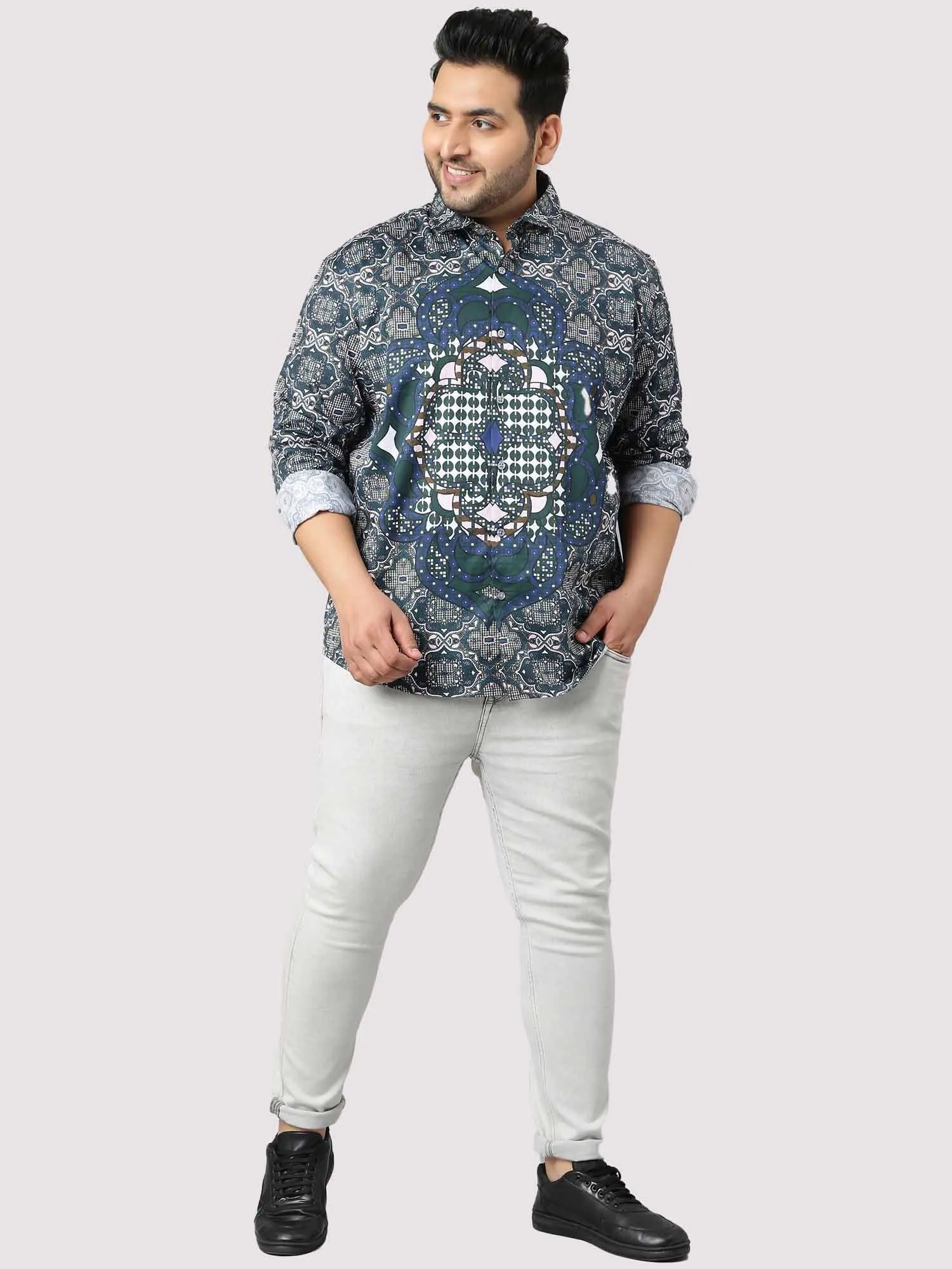 Modern Geometric Party Wear Shirts Men's Plus Size