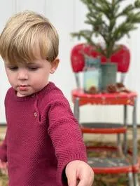 Morrison Wine Cotton Baby Sweater - Select Size