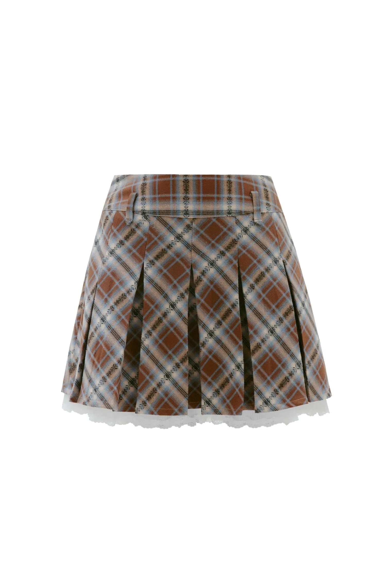 Plaid Lace Trim Mini Skirt