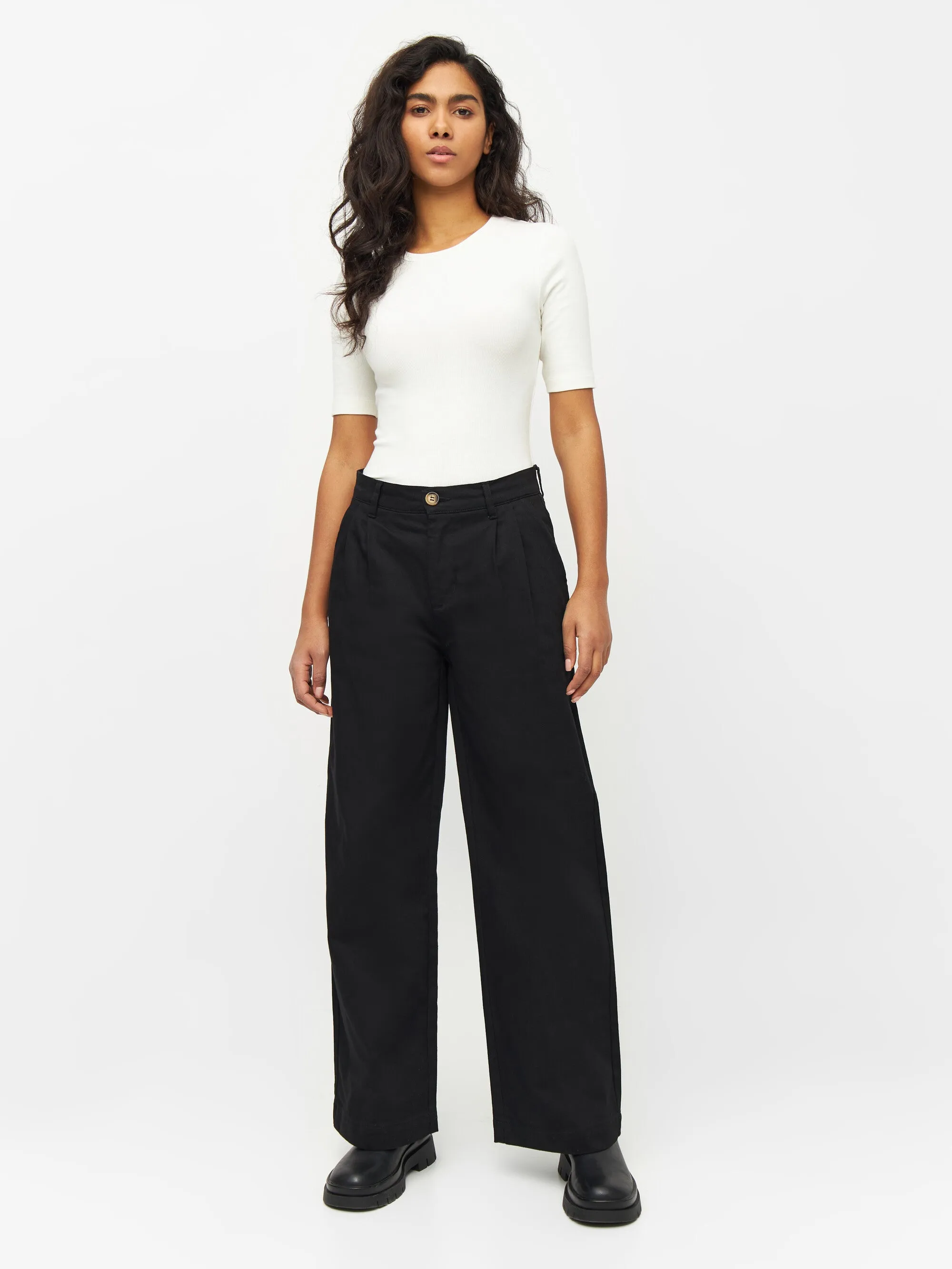 POSEY wide high-rise twill pants - Black Jet