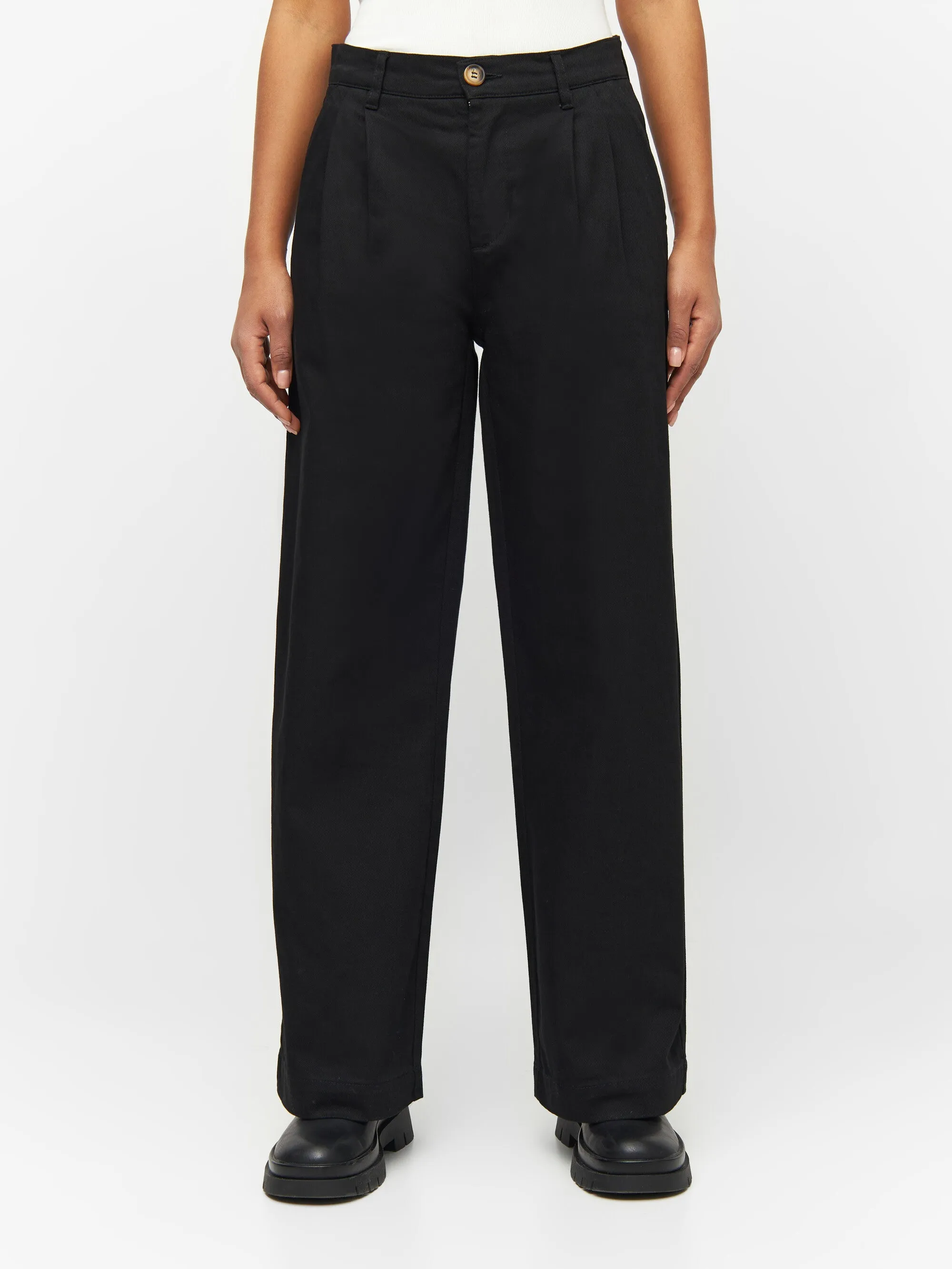 POSEY wide high-rise twill pants - Black Jet