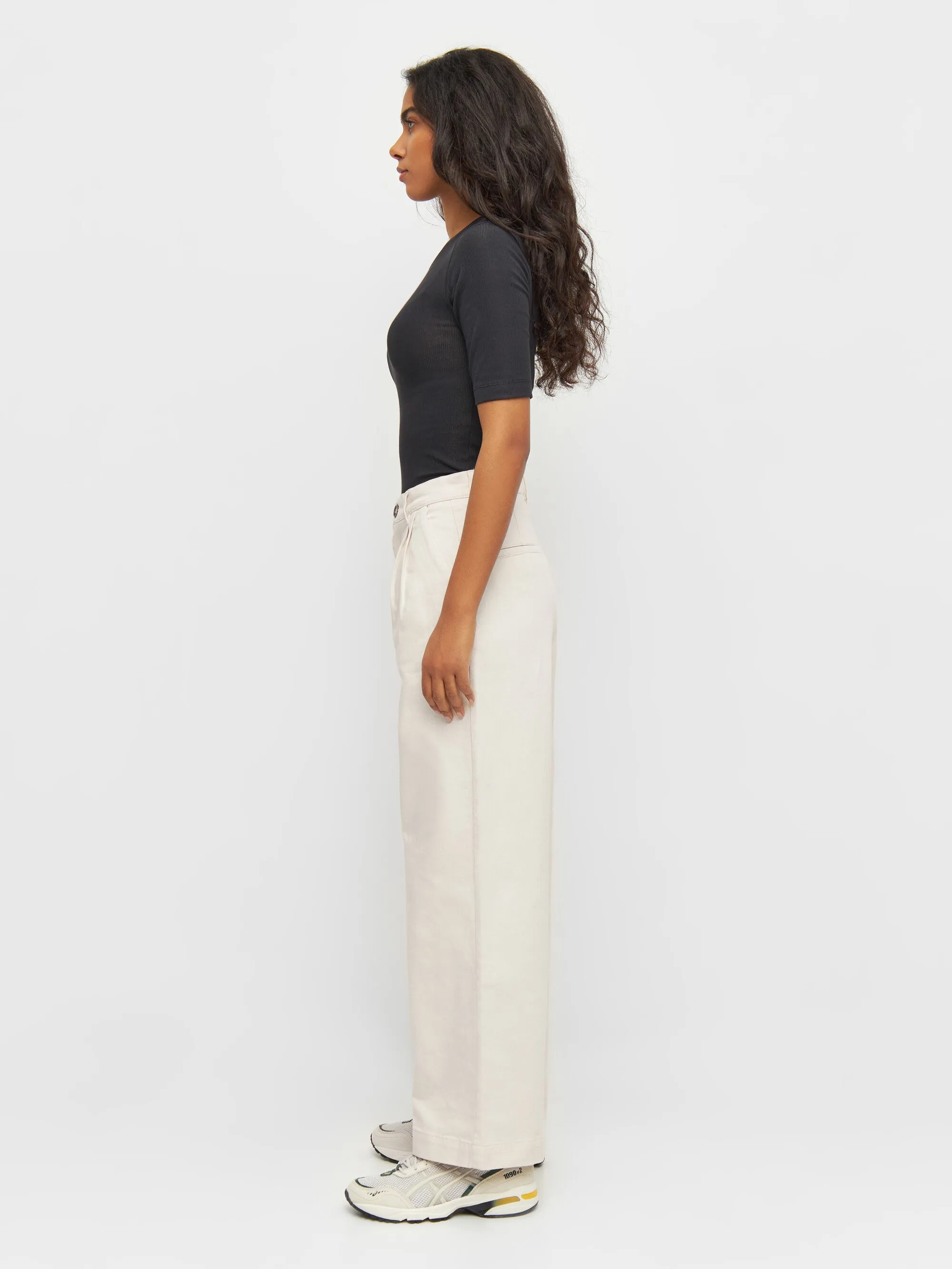 POSEY wide high-rise twill pants - Buttercream