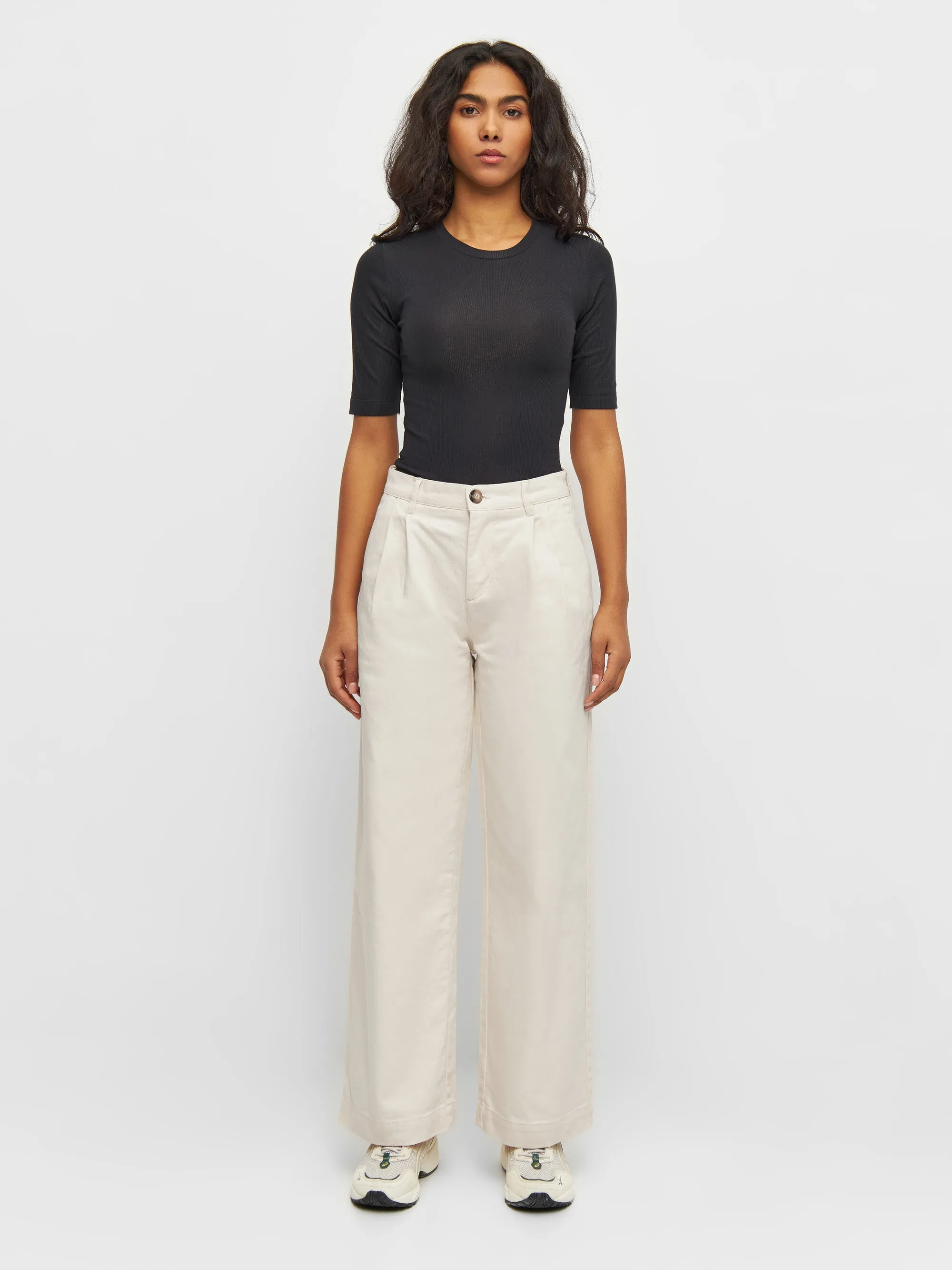 POSEY wide high-rise twill pants - Buttercream