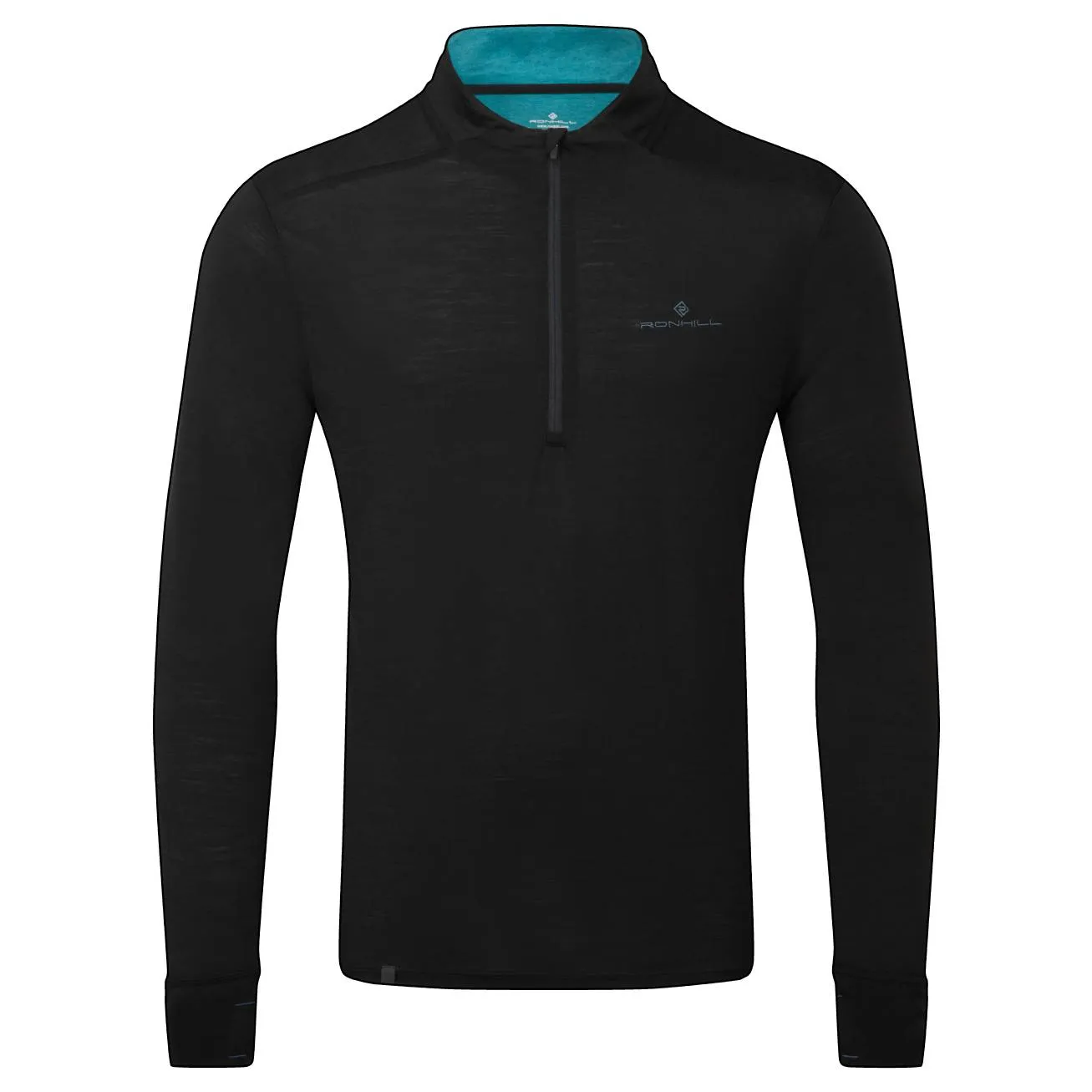 Ronhill Tech Merino Half Zip (Mens) - Black/Lake