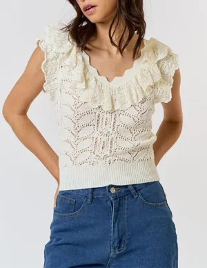 Salem Ruffled Crochet Top