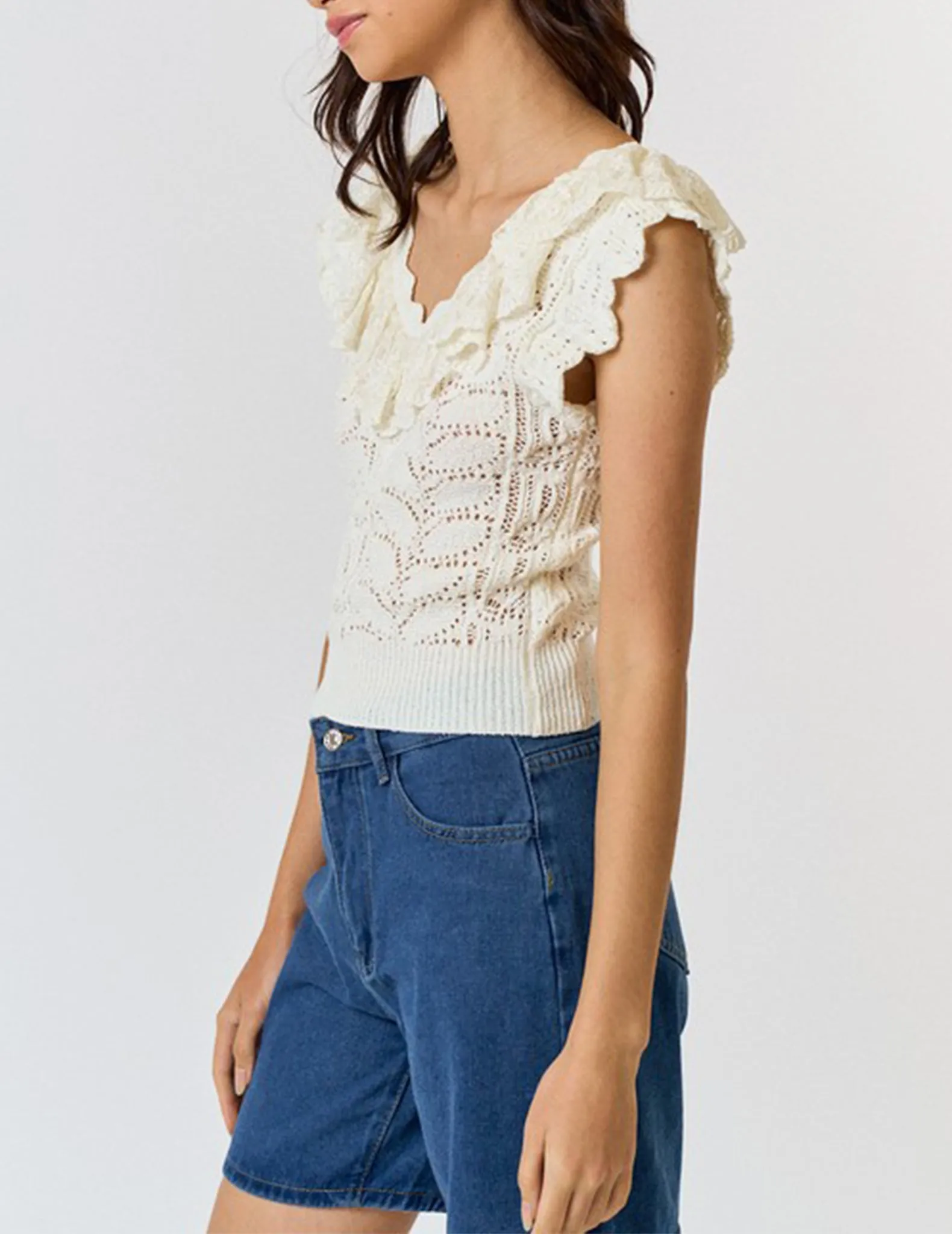 Salem Ruffled Crochet Top