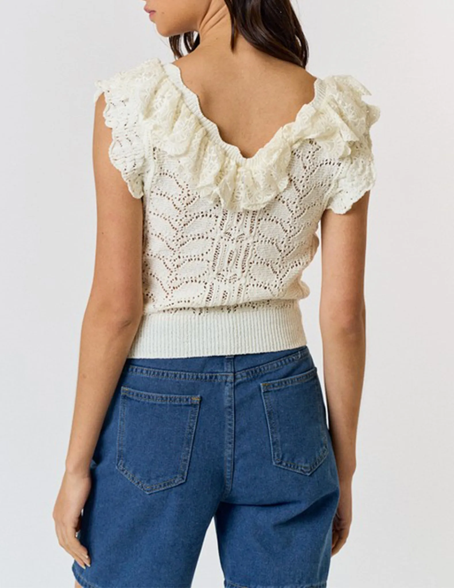 Salem Ruffled Crochet Top