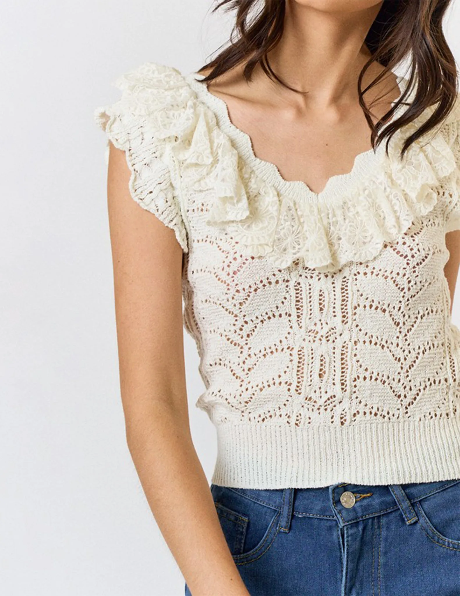 Salem Ruffled Crochet Top