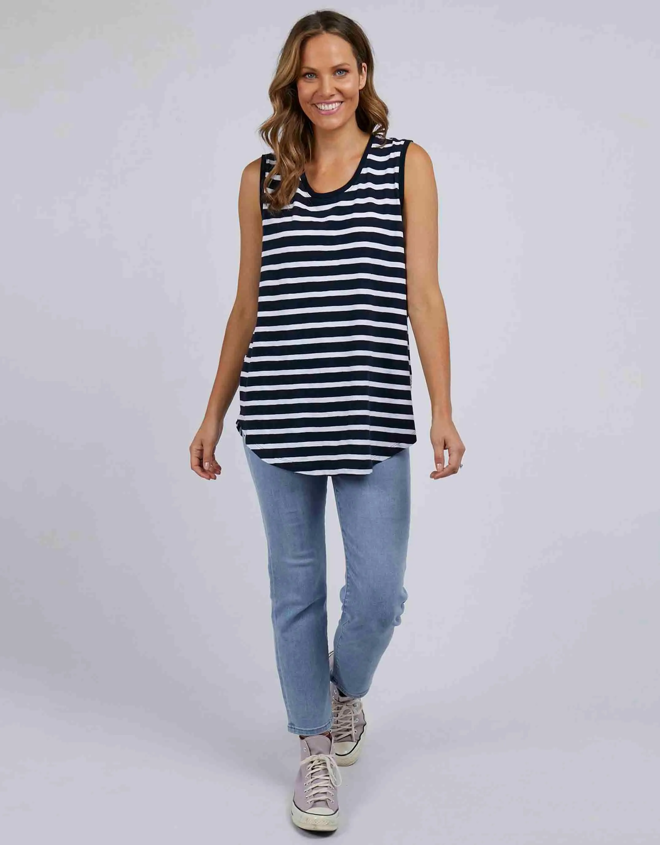 Scoop Tank - Navy With White Stripe