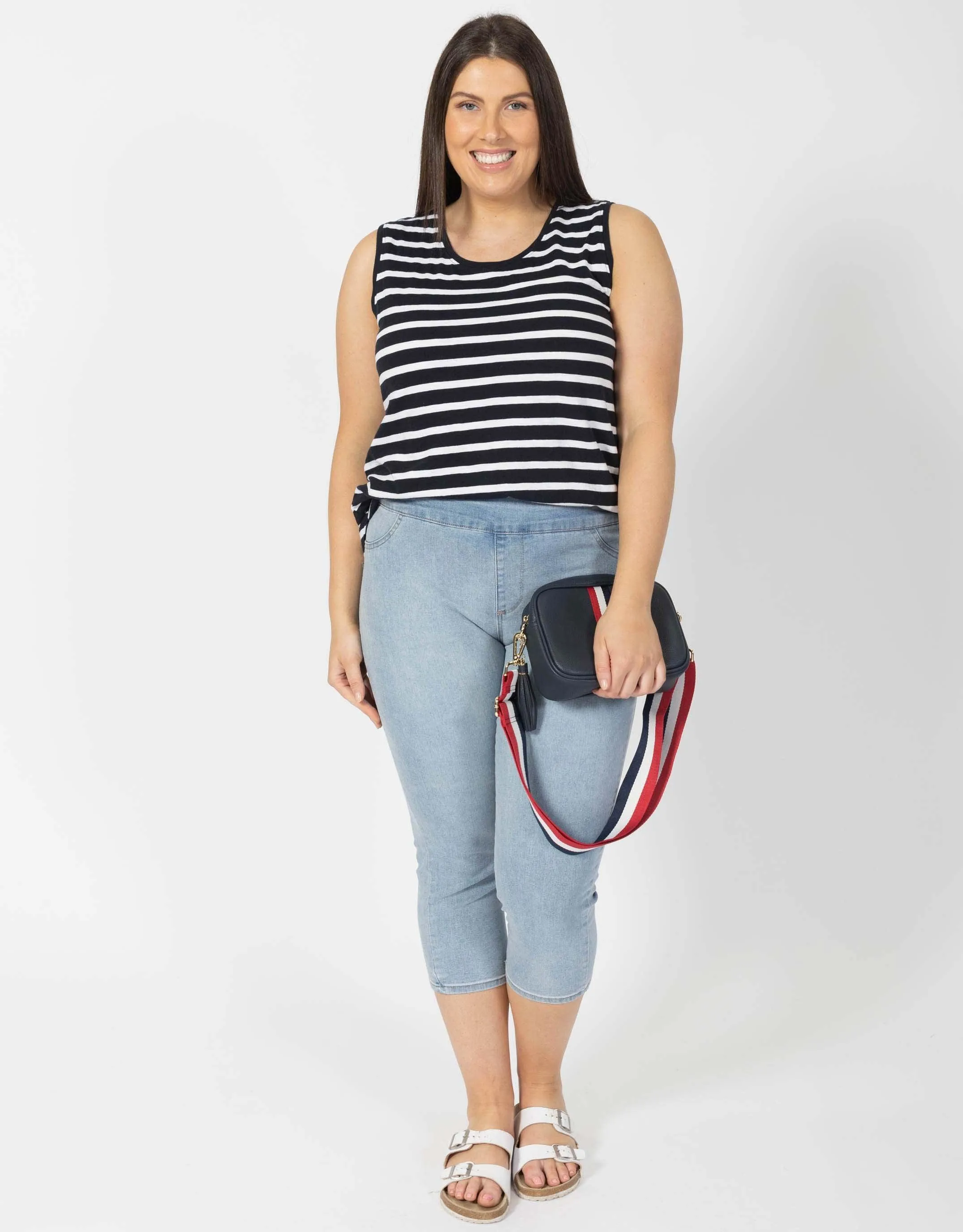 Scoop Tank - Navy With White Stripe