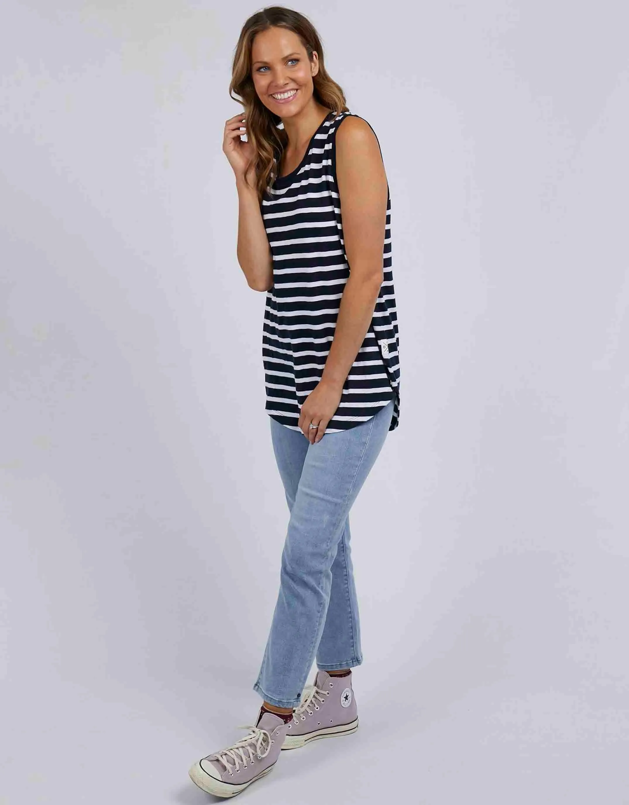 Scoop Tank - Navy With White Stripe