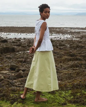 Shelby Denim Skirt In Soft Green