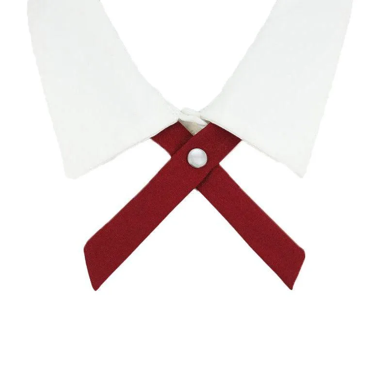 Small Women Criss-Cross Bow Tie School Girl Uniform Solid Adjustable Pre Tied Necktie