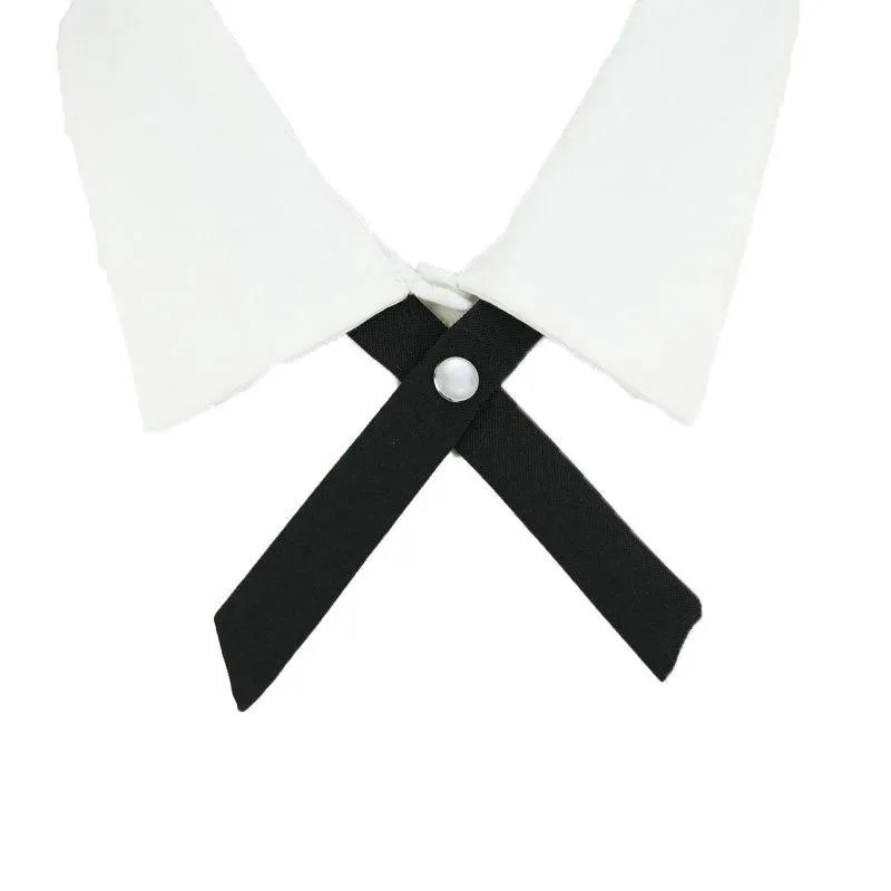 Small Women Criss-Cross Bow Tie School Girl Uniform Solid Adjustable Pre Tied Necktie